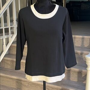 Chico's Black & White Faux Layered Tee